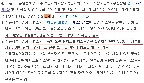 편의점 청소년 처벌 면책규정