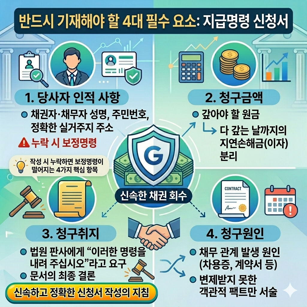 지급명령 신청서 필주 작성 지침