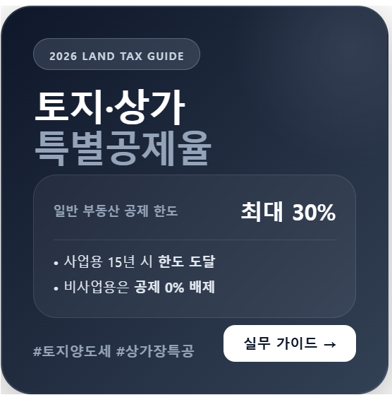 토지 및 상가 장기보유 특별공제율 실무 기준 요약